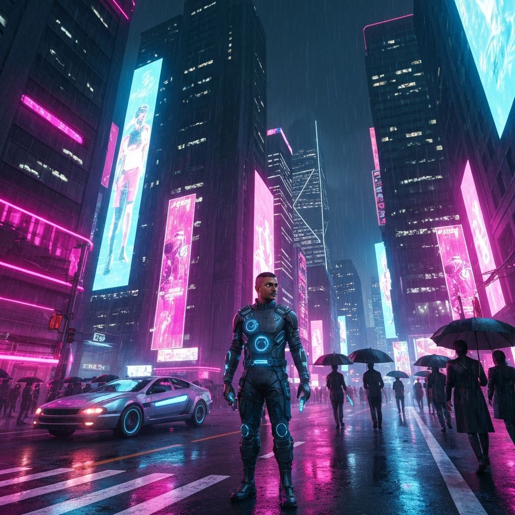 Neon city atmosphere